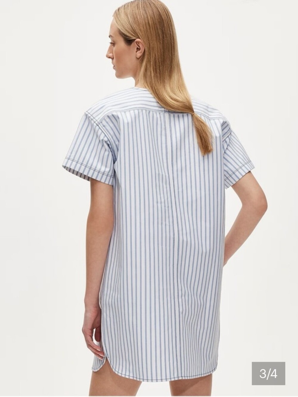 J. Crew Blue and White Striped Short-Sleeve Mini Dress - Picture 3 of 9